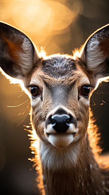 A extream closeup deer facial portrait