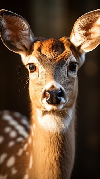 A extream closeup deer facial portrait