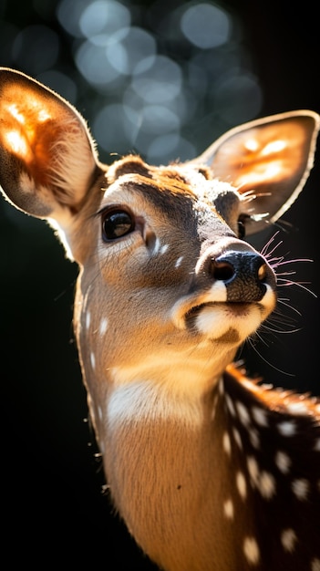 A extream closeup deer facial portrait