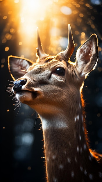 A extream closeup deer facial portrait