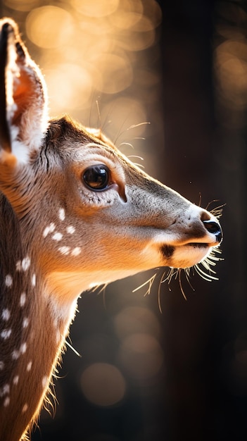 A extream closeup deer facial portrait