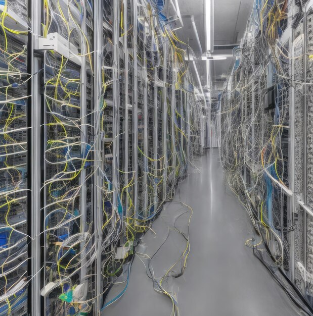 extreamly detailed data center in realistic data center in data center server room