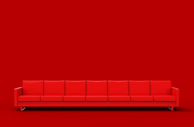 Extreem lange rode bank geïsoleerd op rood
