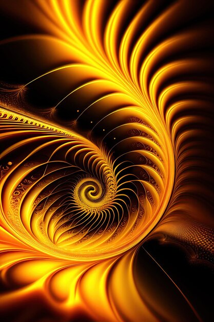 Extreem macro golden fractal fantasy fractal design digital art