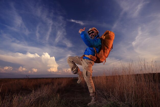 Extreme brutal man traveler wildlife autumn