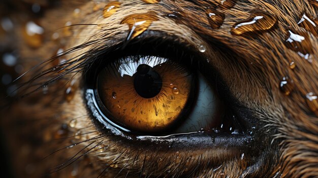 extreme close up of a deer with brown hazel eyes Generative Ai