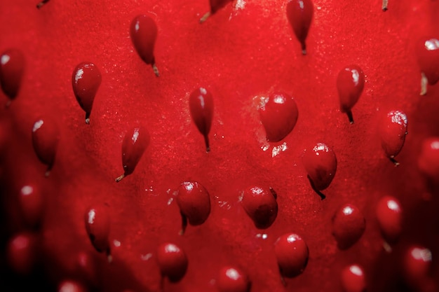 Extreme close up macro of a Red strawberry Strawberry Texture