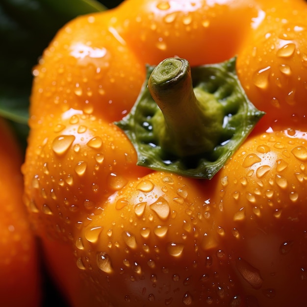 Extreme close up photograph of a bell pepper