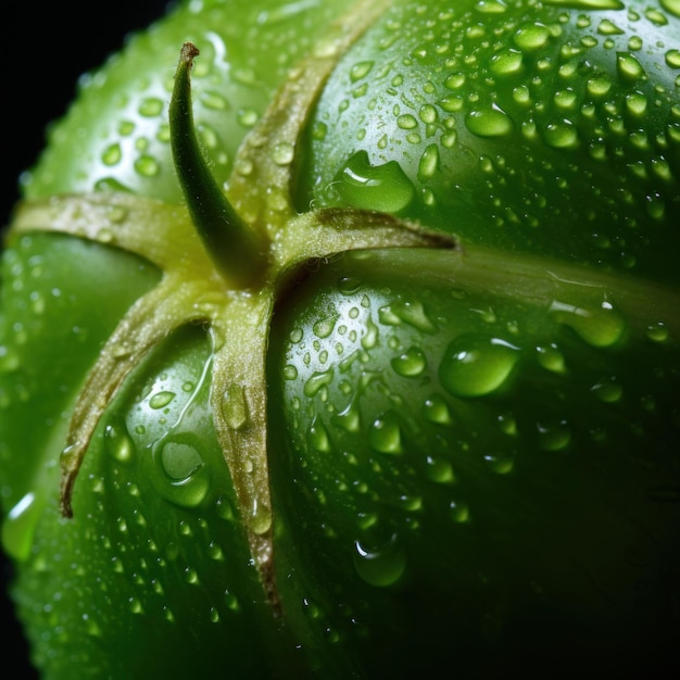 Extreme close up photograph of a fresh tomato