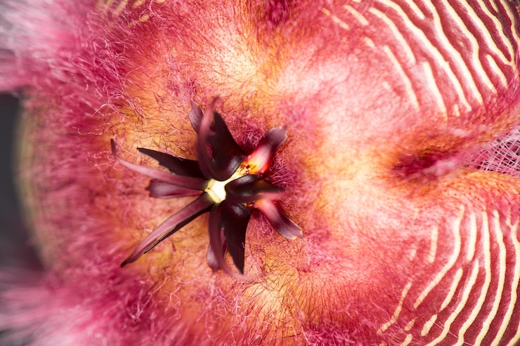 Photo extreme close up of red flower