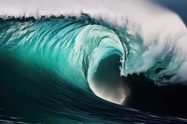 Extreme close up of thrashing emerald ocean waves