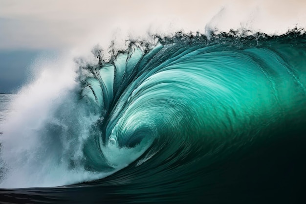 Photo extreme close up of thrashing emerald ocean waves