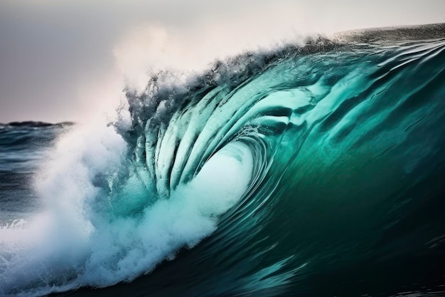 Photo extreme close up of thrashing emerald ocean waves