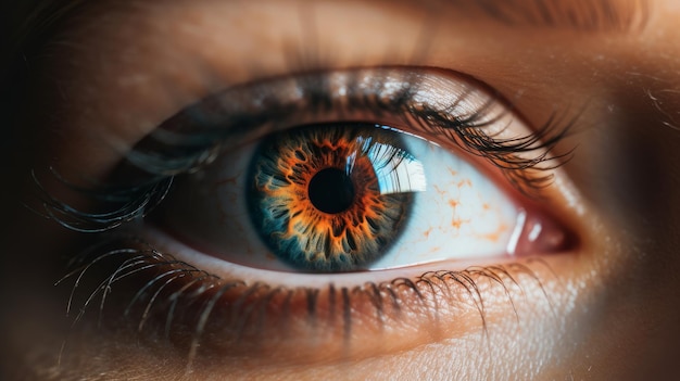 Extreme Close-up Van Jessica39's Oog Met Oranje En Blauwe Vlekjes