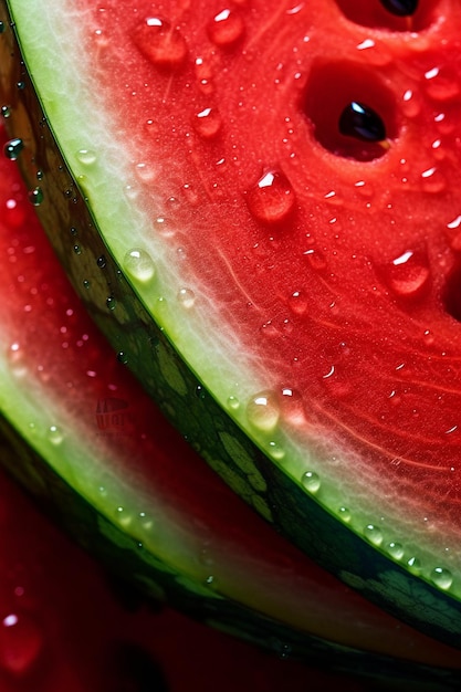 Extreme close up on watermelon half