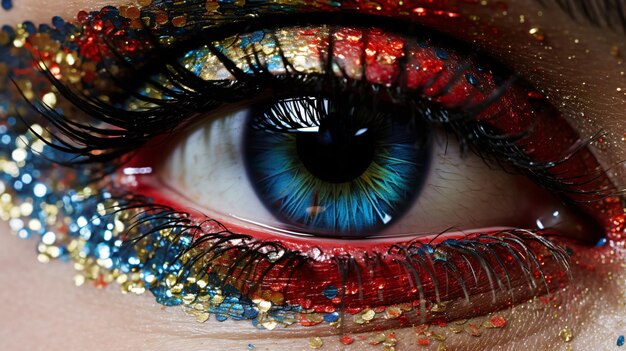 Extreme closeup of an eye with makeup