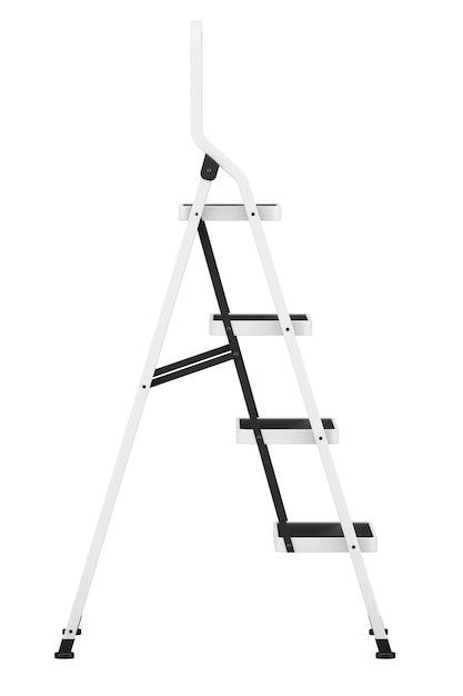 Extreme Closeup Ladder on a white background