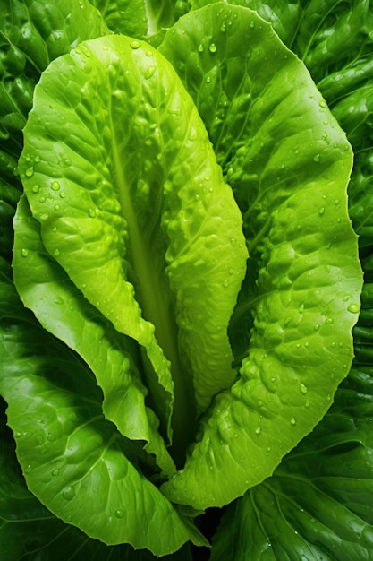 Extreme CloseUp of Lettuce Leaf AI Generated