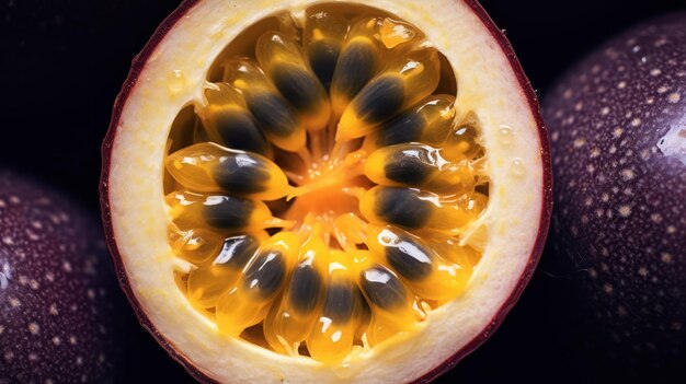 Photo extreme closeup of passion fruit ai generated