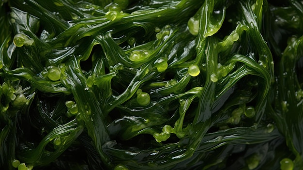 Extreme Closeup of Seaweed Salad Bowl AI Generated