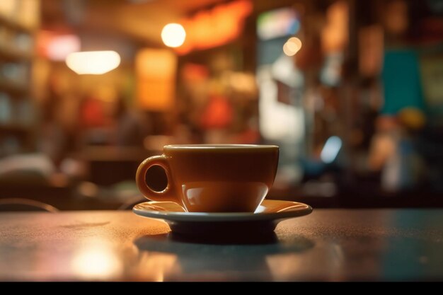 Extreme Closeup Shot koffiekop in een koffiewinkel richt zich op de Coffee Cup AI generatieve