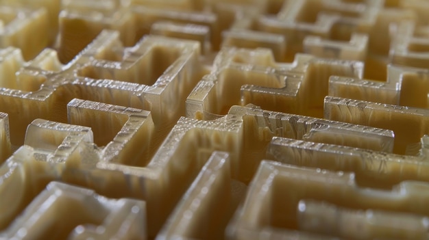 An extreme closeup of a small section of a waveguide showing the intricate network of tubes and