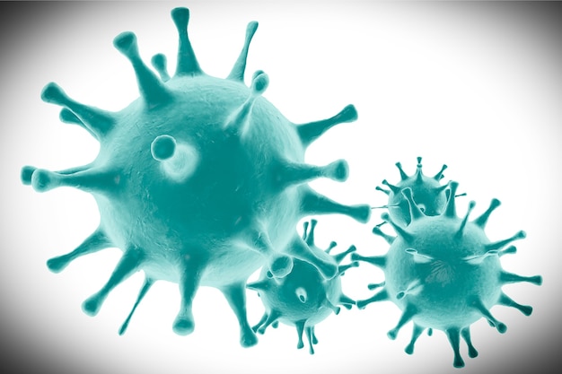 Extreme closeup viruses on a white background