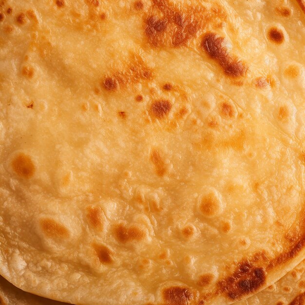 Extreme closeup warm tortilla round