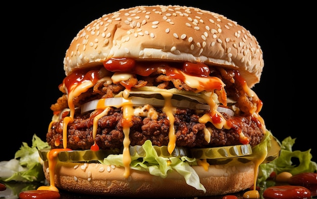 An extreme closeup of a zesty Mighty Zinger burger