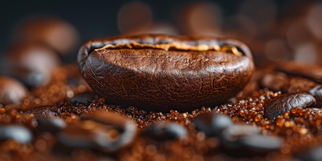 Photo extreme macro photography of fresh roasted coffee beans