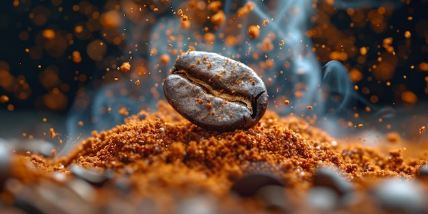 Фото Экстремальная макрофотография свежих жареных кофейных зерен