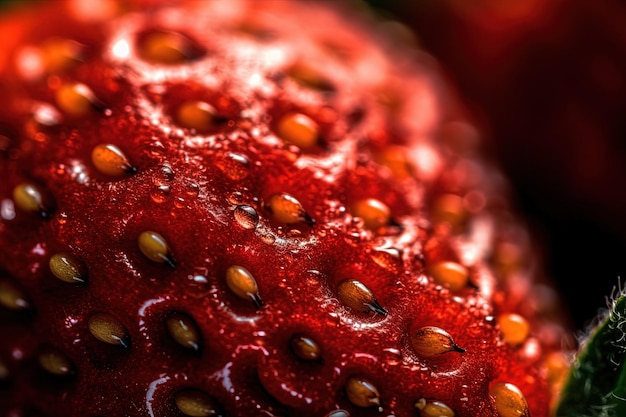 Extreme macro texture of strawberry illustration generative ai