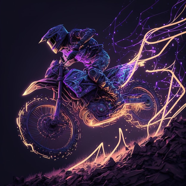 Extreme Motorcycle Racing Illustratie met lichte streep Silhouet van Biker in motorsport