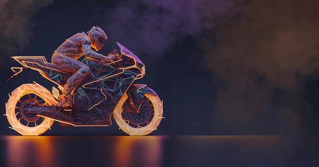 Extreme Motorcycle Racing Illustratie met lichte streep Silhouet van Biker in motorsport