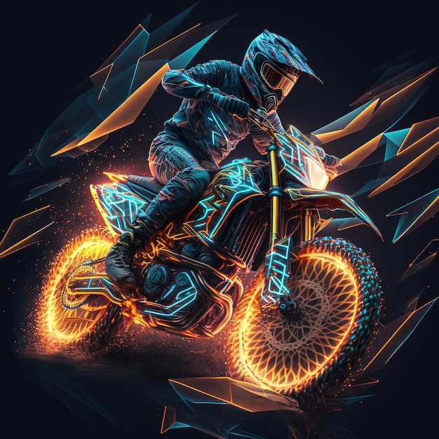 Extreme Motorcycle Racing Illustratie met lichte streep Silhouet van Biker in motorsport