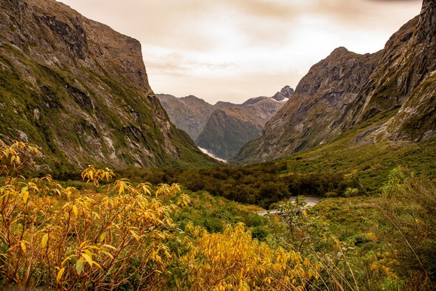 Extreme rugged terrain in Fiordland on the way to Milford Sound