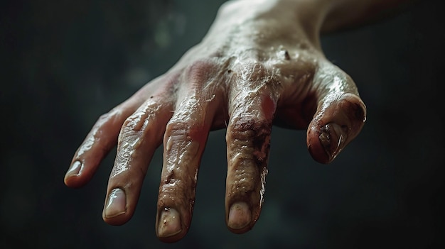 Фото Экстремальное царапание и зубчатое ощущение рук ужасающая рана аллергия зубчатость и грибковые заболевания кожи