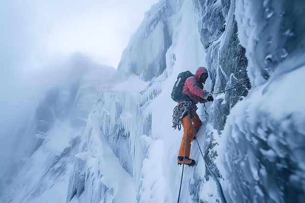 Extreme winter mountain climbing