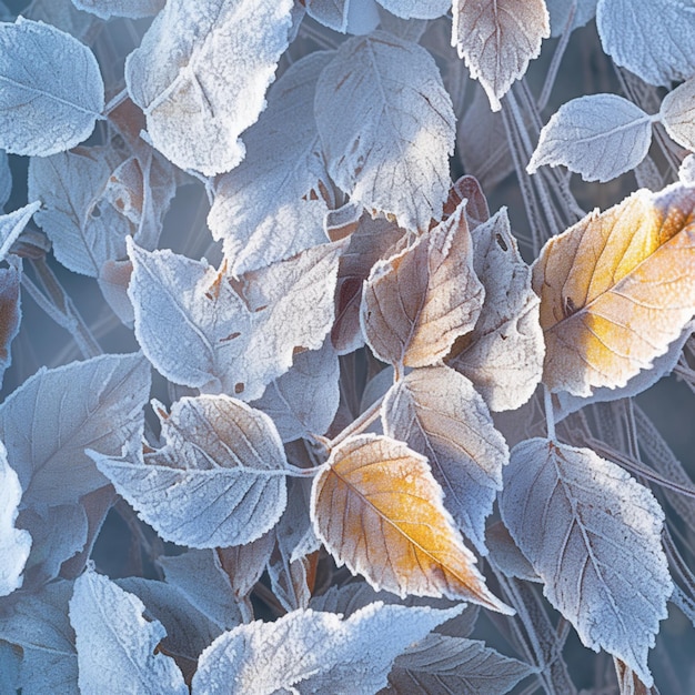 Extreme winter schoonheid Frost bedekte bladeren in een rustige besneeuwde omgeving Voor Social Media Post Size