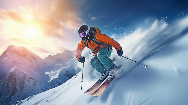 Photo extreme winter sports skiing snowboarding