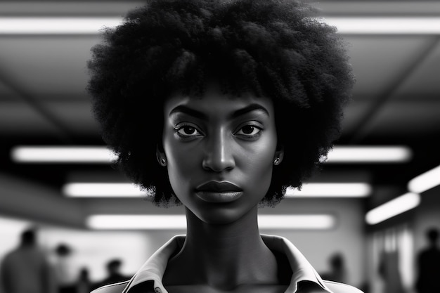 extremely beautiful black woman with serious expression with power pose, black lives matter campaign