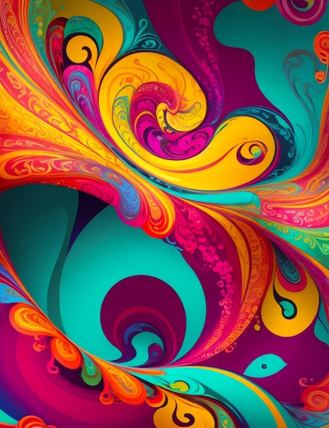 extremely colorful and vibrant swirly and flowery background