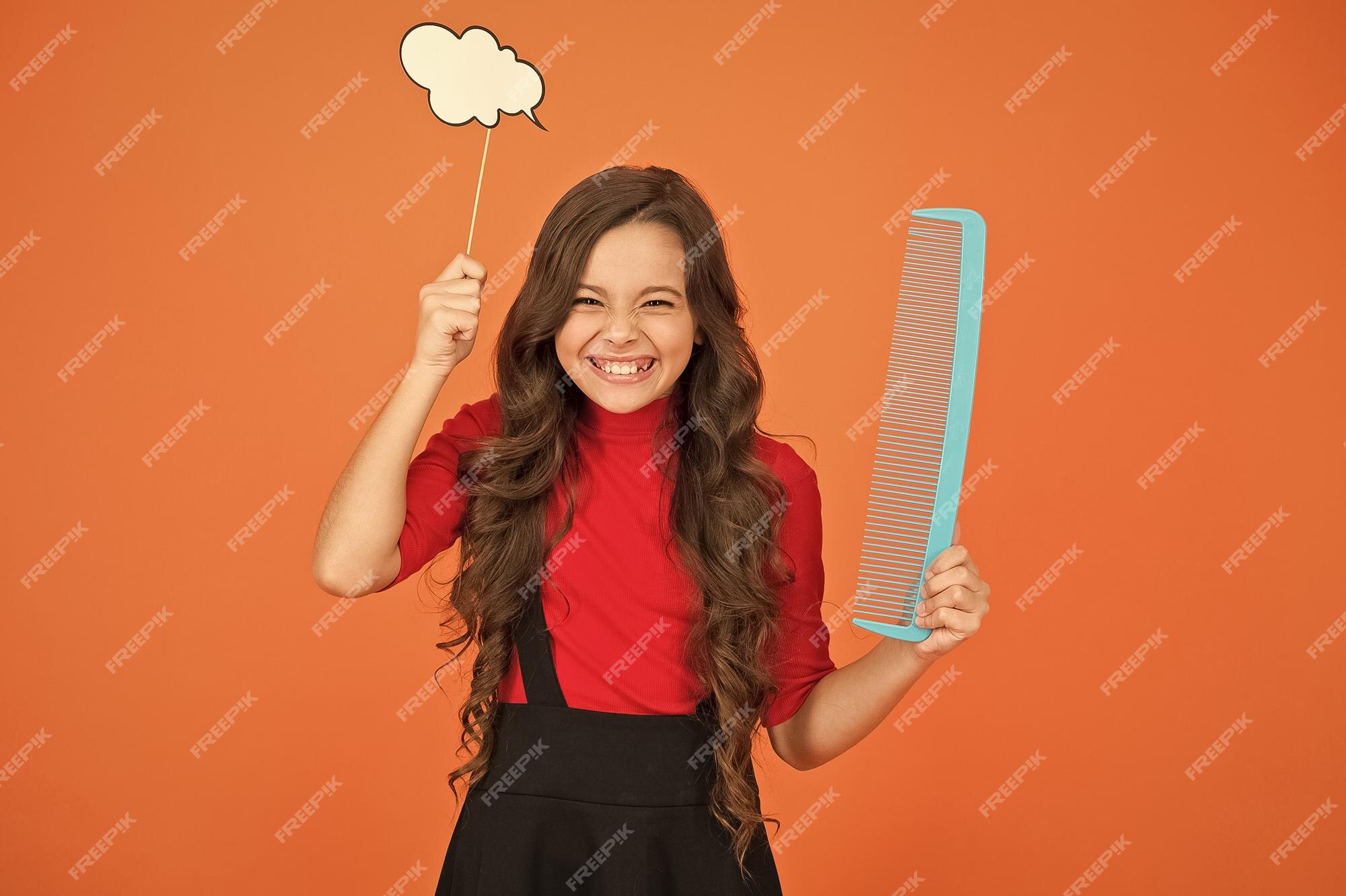 Premium Photo | Extremely effective product hairdresser salon for kid beauty fashion think about new hairstyle kid hold big comb care and brush your hair small girl beautiful long hair child with Premium Photo | Extremely effective product hairdresser salon for kid beauty fashion think about new hairstyle kid hold big comb care and brush your hair small girl beautiful long hair child with