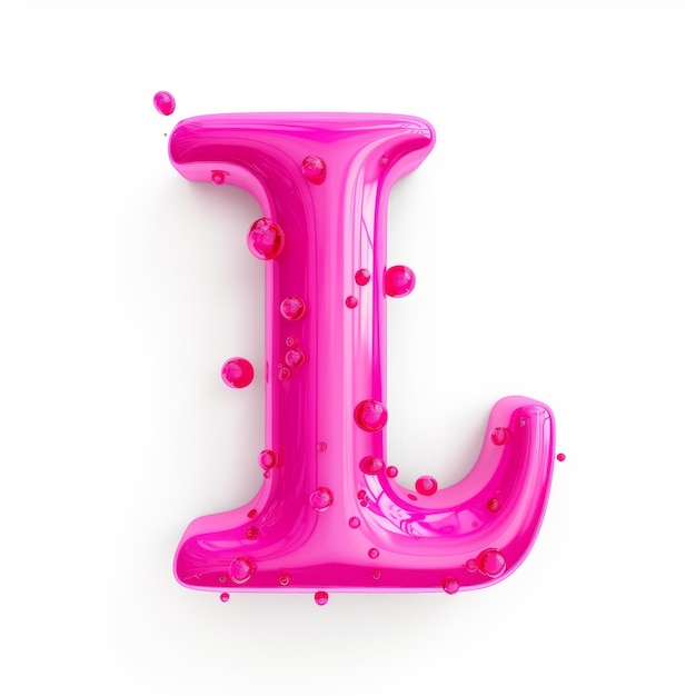 Exuberant 3d Liquid Letter L With Water Drops In Pink