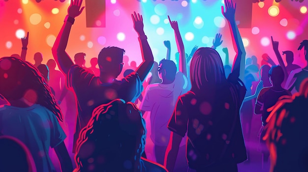 Exuberant Nightlife Scene at a Vibrant Dance Club