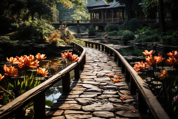 Exuberant trails in the Asheville Botanical Garden generative IA