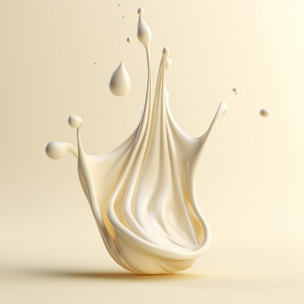 Exuberant Vanilla Milk Splash On Light Background 3d Render