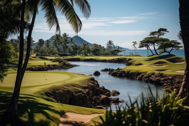 Exuberante golfbaan in Bophut Hills Thailand generatieve IA