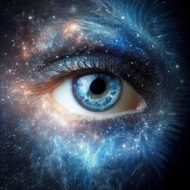 Premium AI Image | eye against space background ai generative