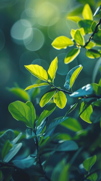 Eye catching green leaves with blur background generated by ai